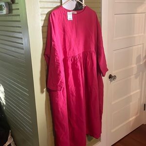 ICHI Antiquites Linen deep pink dress